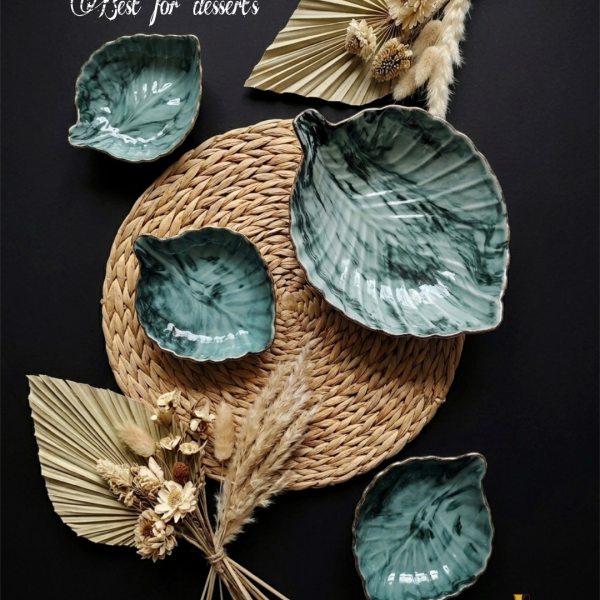 Marble Leaf Dessert Set 7 Pieces